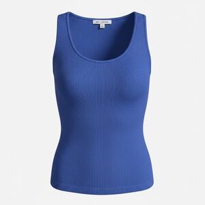 St. John Blue Ribbed Scoop Neck Tank